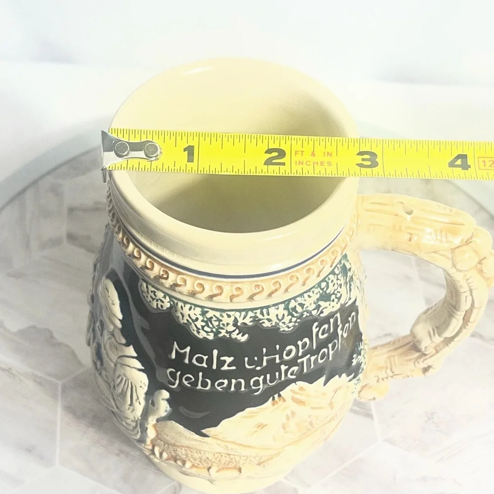 Vintage Style German Beer Stein Relief Scene Ceramic Mug With Handle